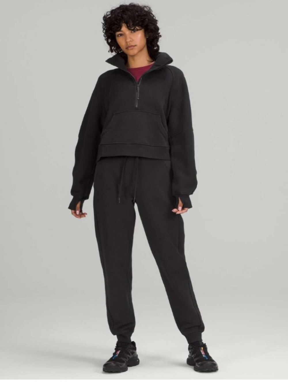 #142. Lululemon Scuba Oversized Funnel Neck Shirt - Black - Picture 2 of 10